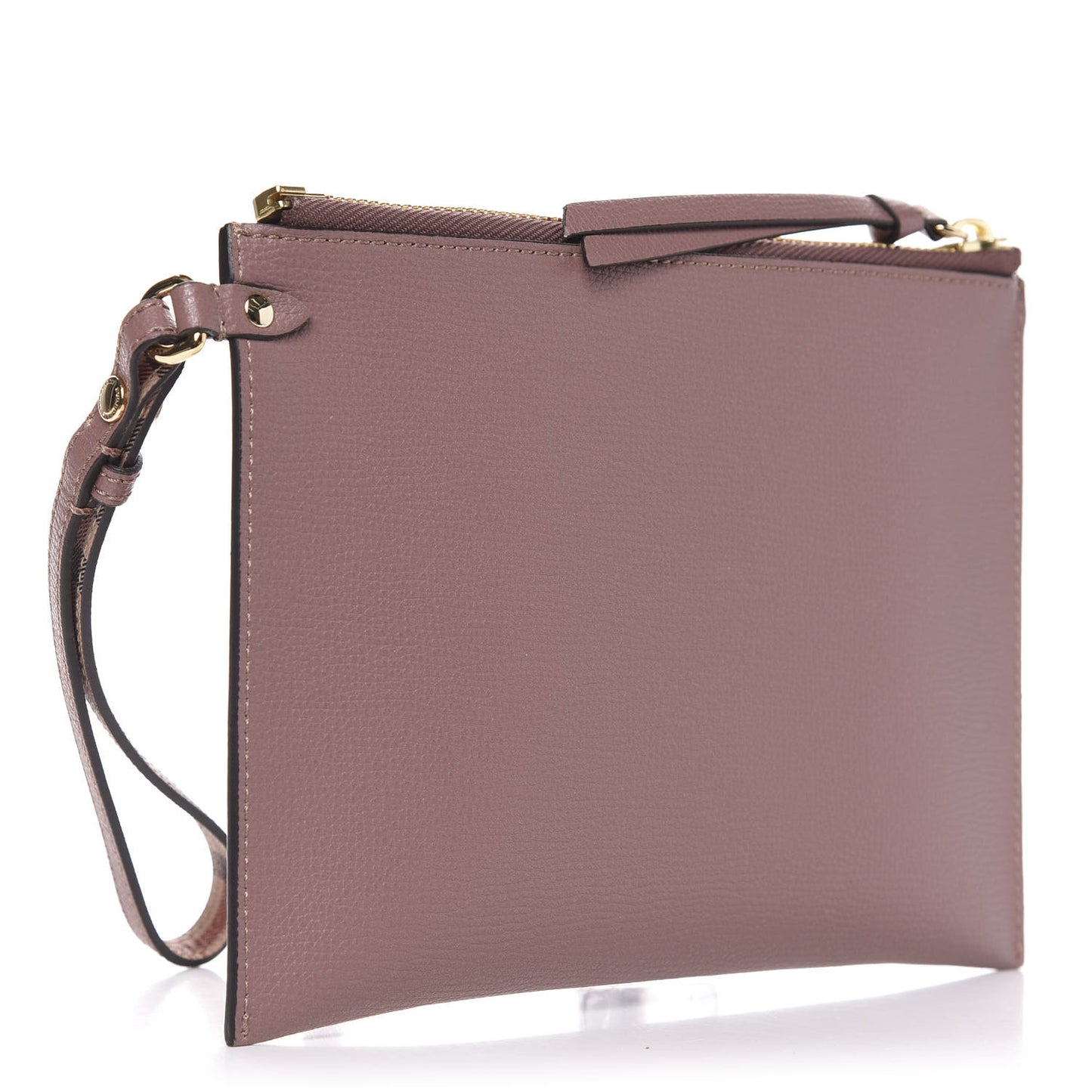 Grainy Calfskin Haymarket Check Zip Pouch Light Elderberry
