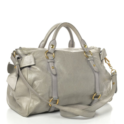 Miu Miu Vitello Lux Medium Bow Bag Grey 2 of 11