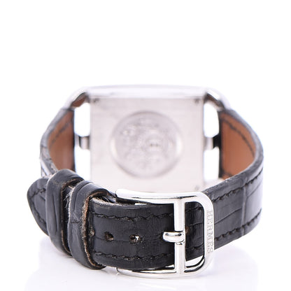 Hermes Stainless Steel Alligator 23mm Cape Cod Quartz Watch Noir 12 of 14
