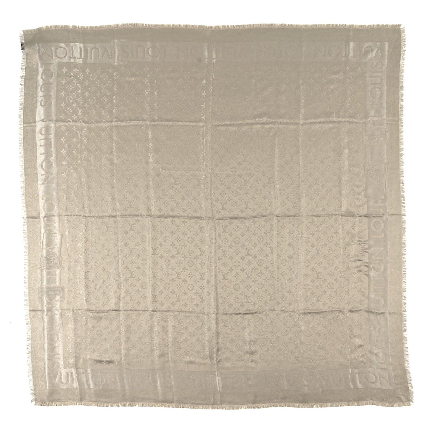 Silk Wool Monogram Lock and Go Shine Shawl Vert Asnieres