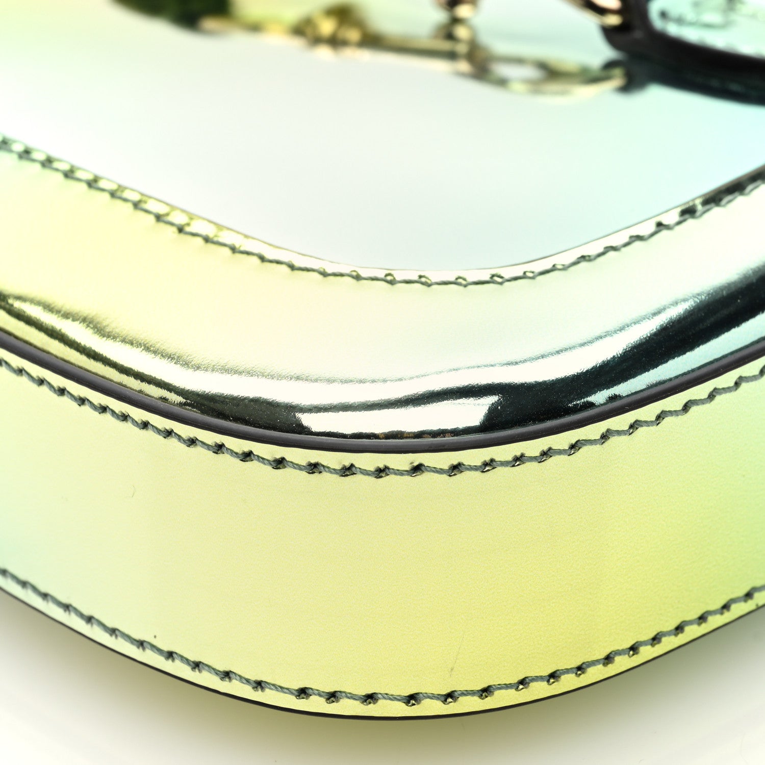 Gucci Piuma Shade Lux Mirrored Calfskin Mini Jackie Notte Bag Glacial Yellow Silver 8 of 9