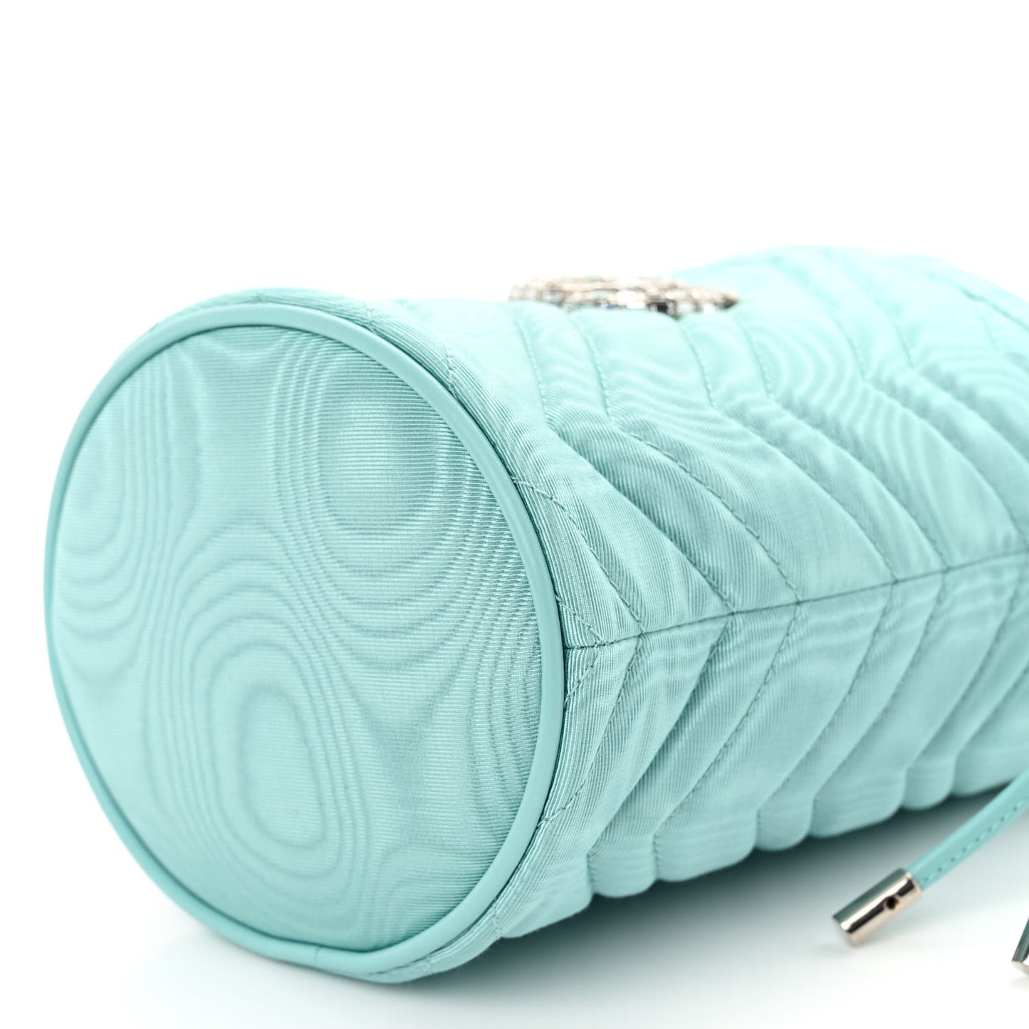 Moire Fabric Calfskin Crystal Matelasse Mini GG Marmont 2.0 Bucket Bag Dark Ocean Wave Crystal
