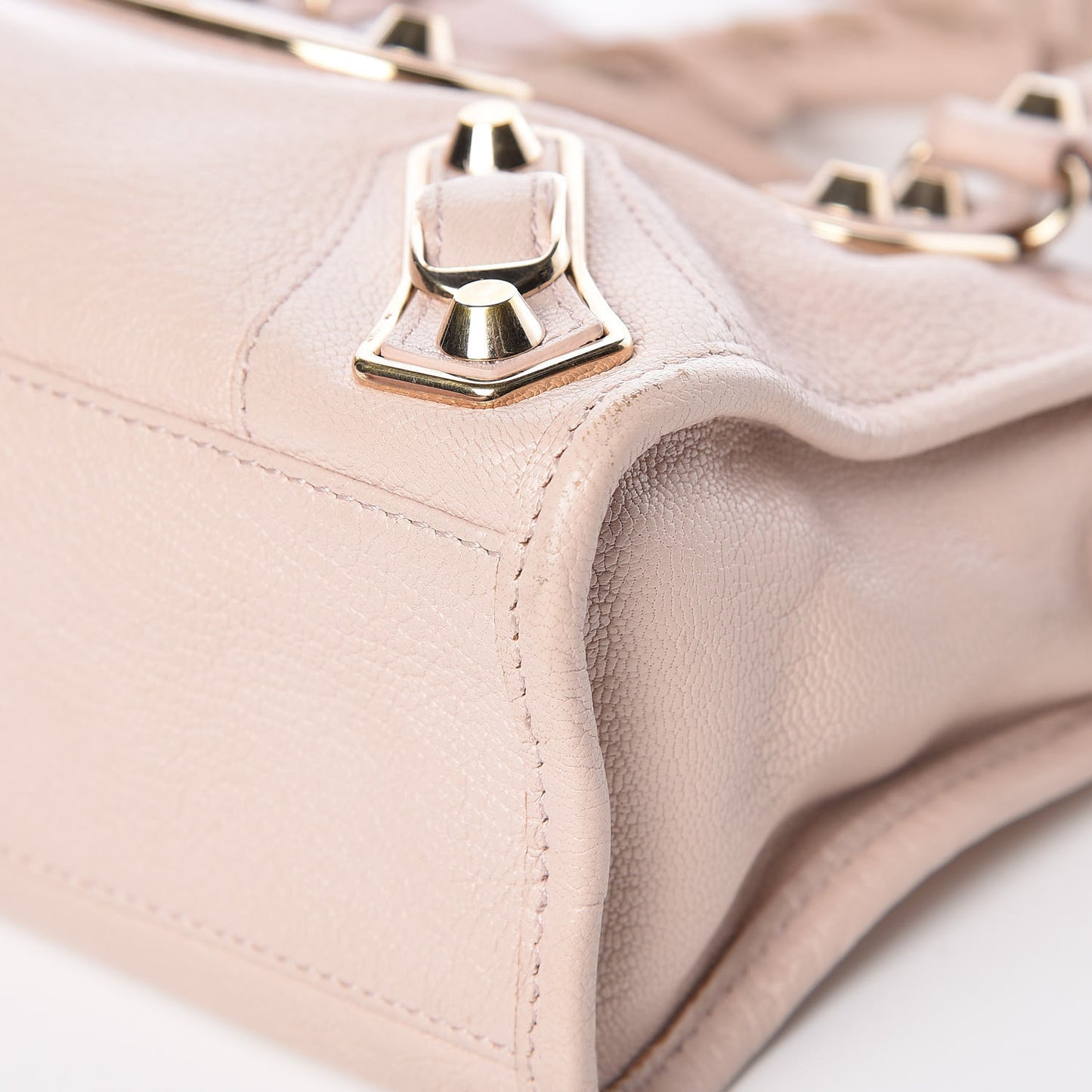 Chevre Gold Metallic Edge Hardware Mini City Rose Aubepine Bois de Rose