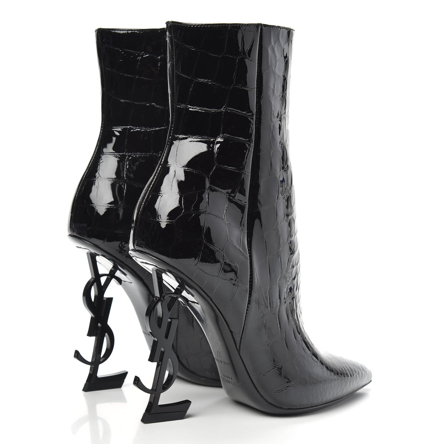 Alligator Embossed Patent Calfskin Opyum 110 Ankle Boots 37 Black