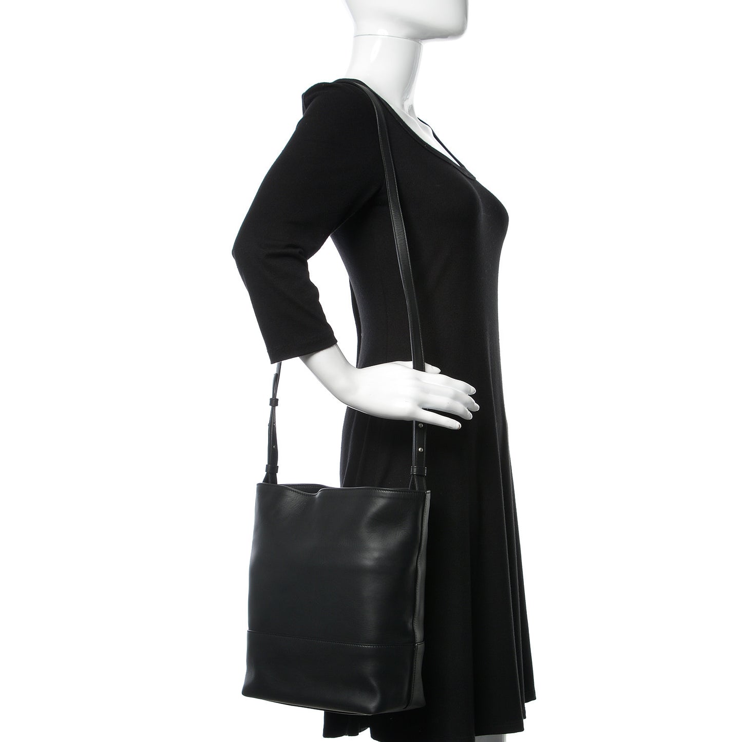 Smooth Matte Calfskin Bucket Bag Black