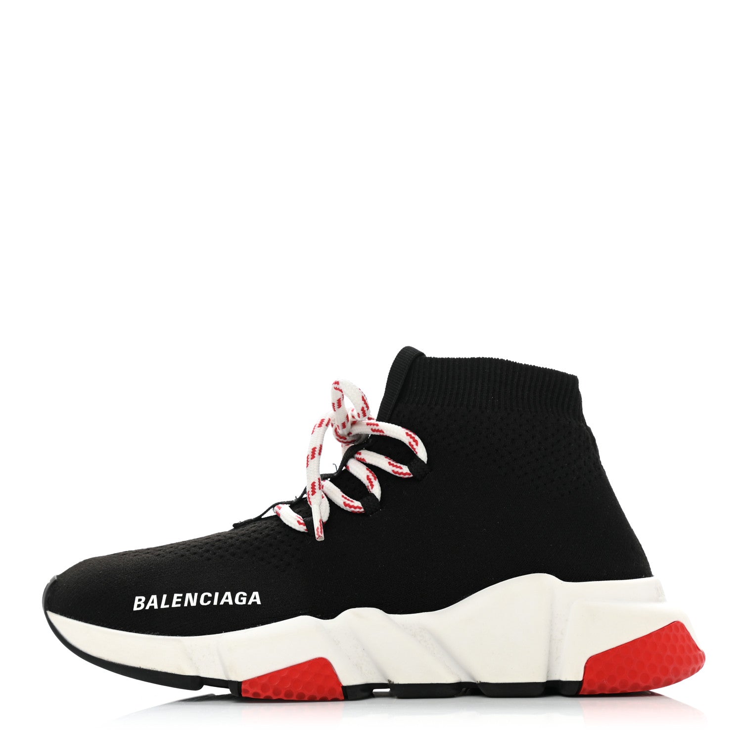 Balenciaga Neoprene Knit Womens Speed Lace Up Sneakers 35.5 Black Red 1 of 8