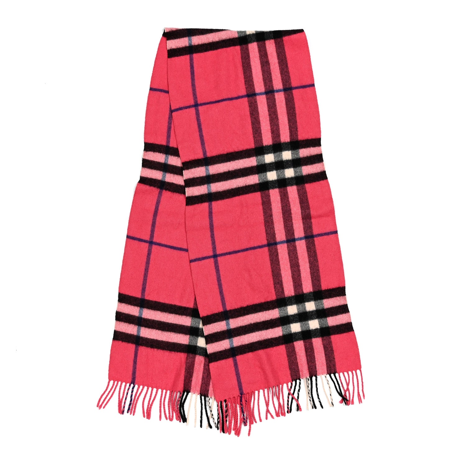 Burberry Cashmere Giant Check Fringe Scarf Pink 2 of 3