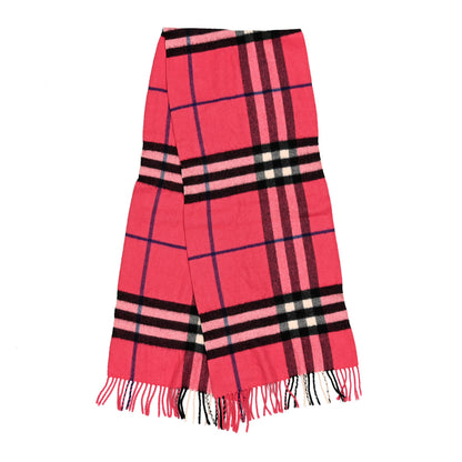 Burberry Cashmere Giant Check Fringe Scarf Pink 2 of 3