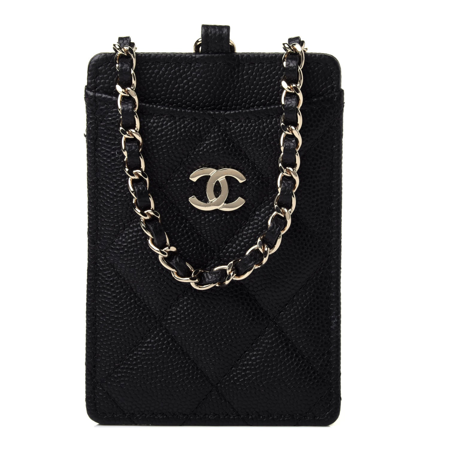 Chanel Caviar Quilted Card Holder On Chain Black 1 of 4
