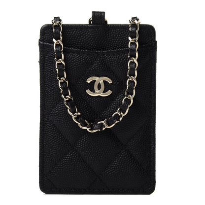 Chanel Caviar Quilted Card Holder On Chain Black 1 of 4