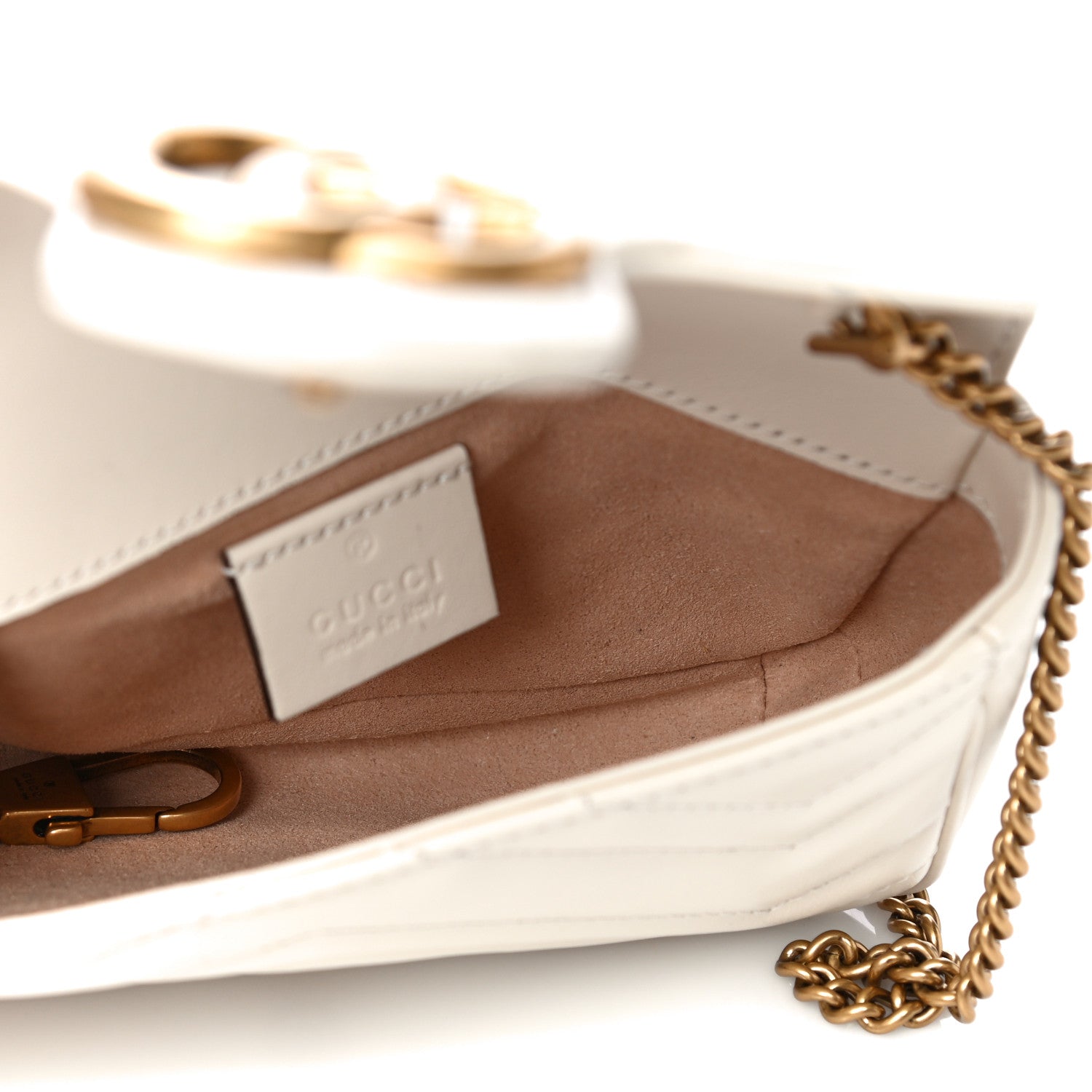 Gucci Calfskin Matelasse Super Mini GG Marmont Shoulder Bag White 5 of 11