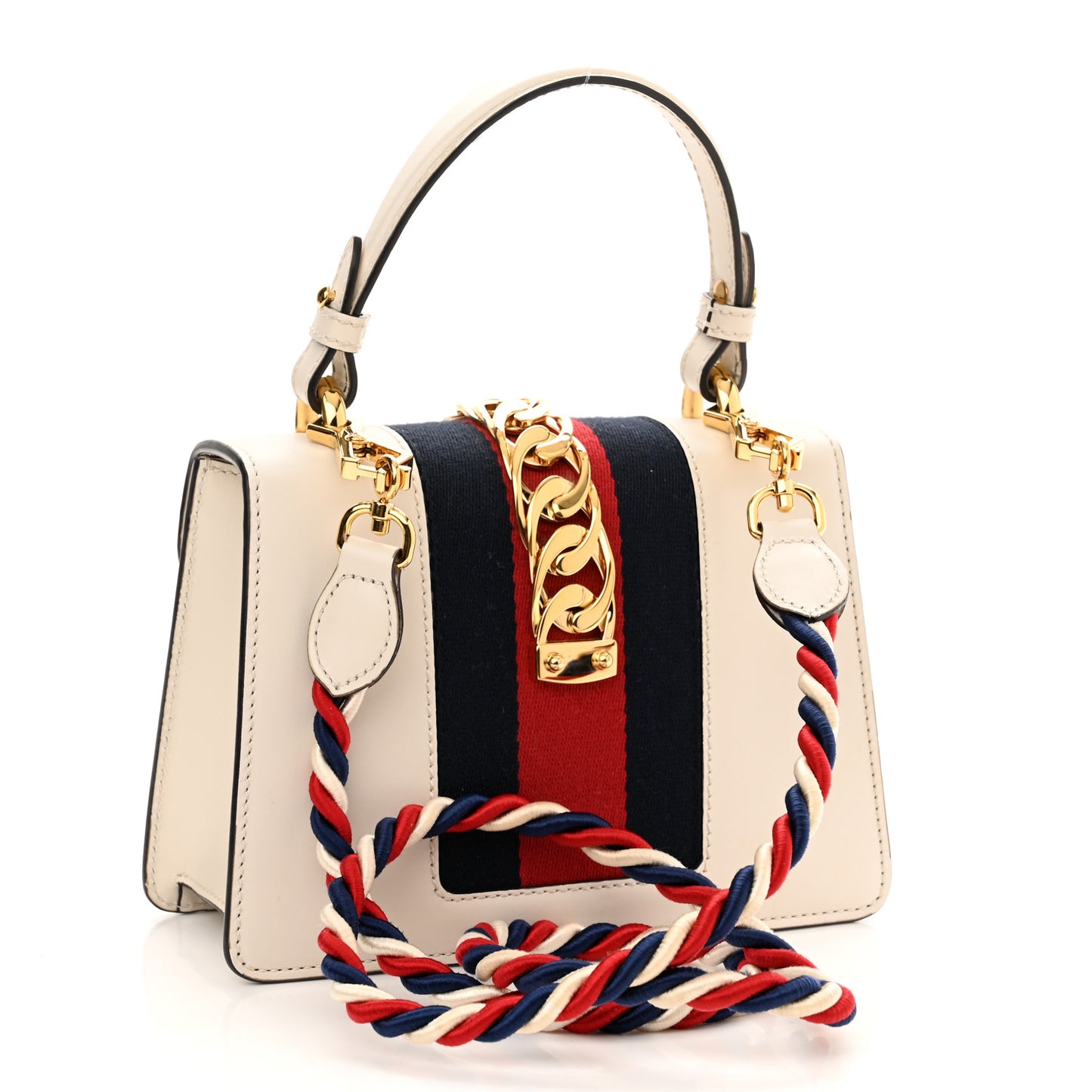 Calfskin Mini Sylvie Top Handle Bag White