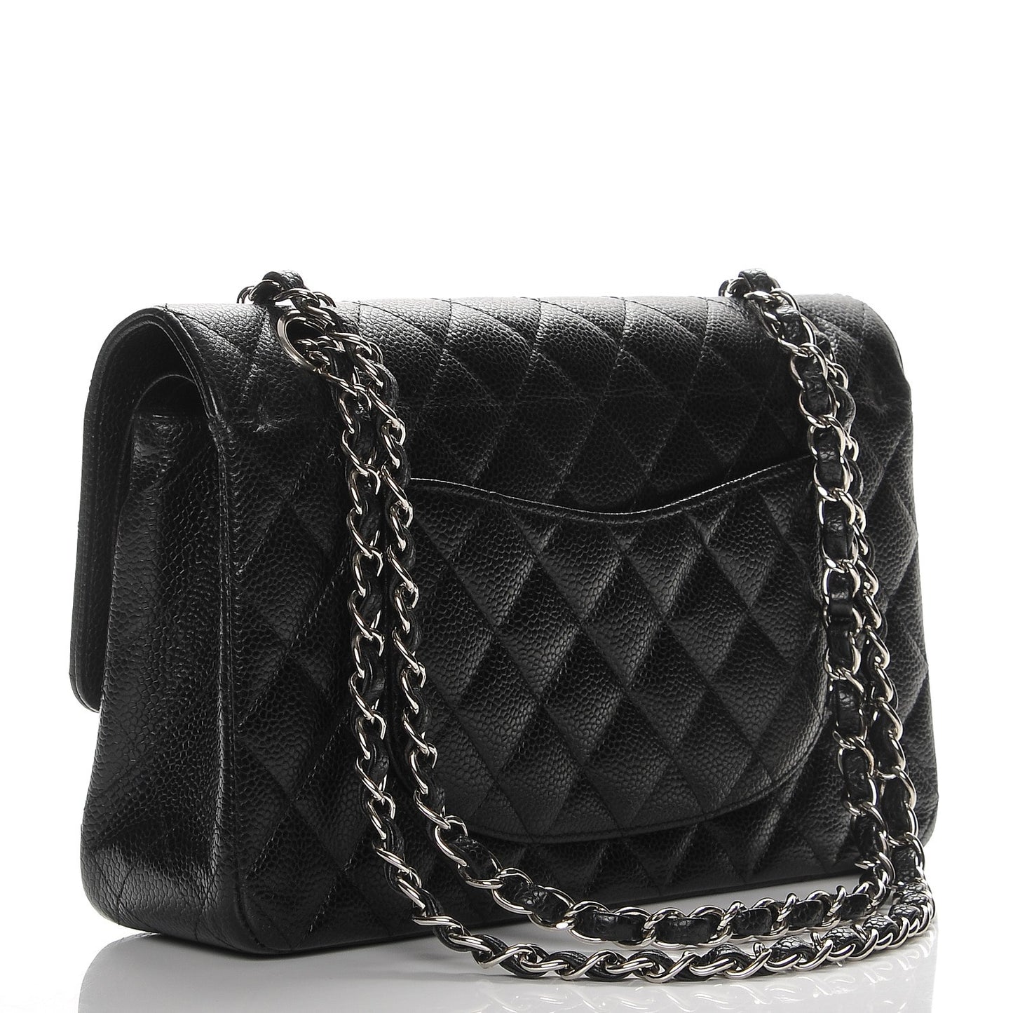 Caviar Quilted Medium Double Flap Black