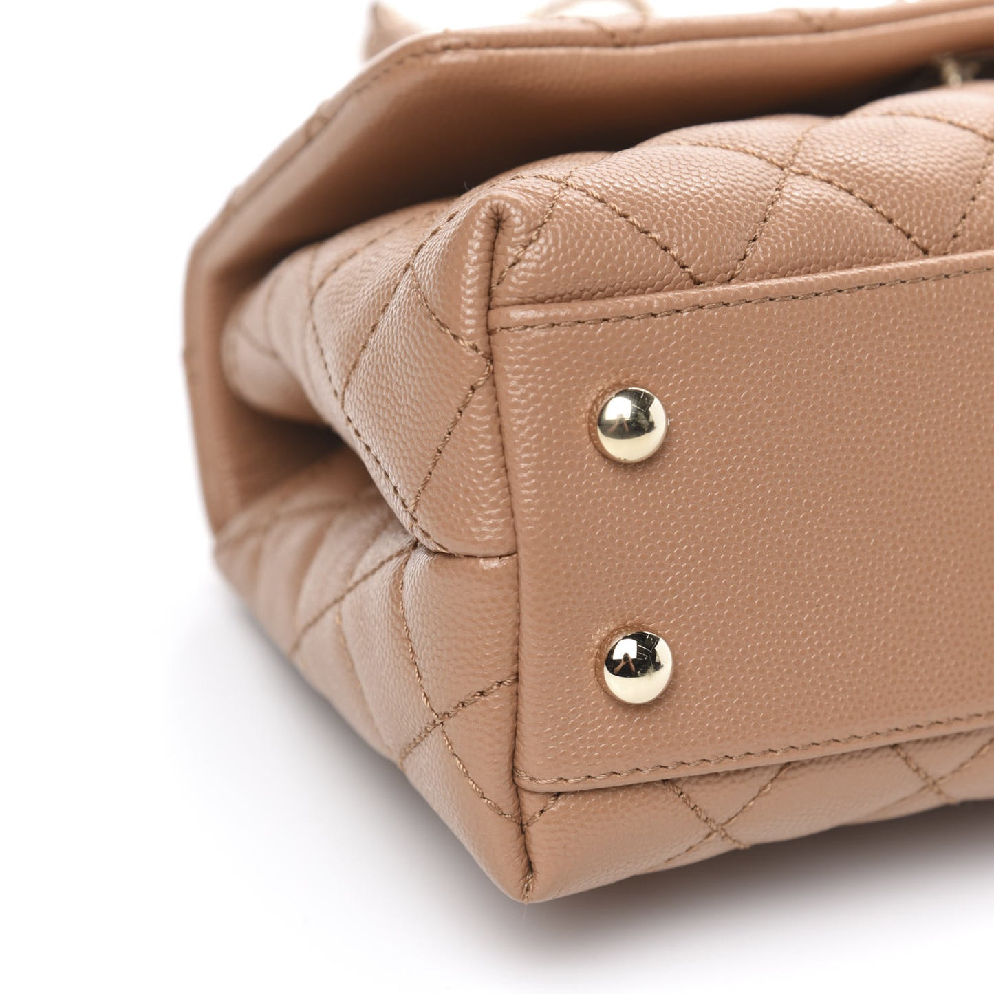 Caviar Quilted Mini Coco Handle Flap Brown