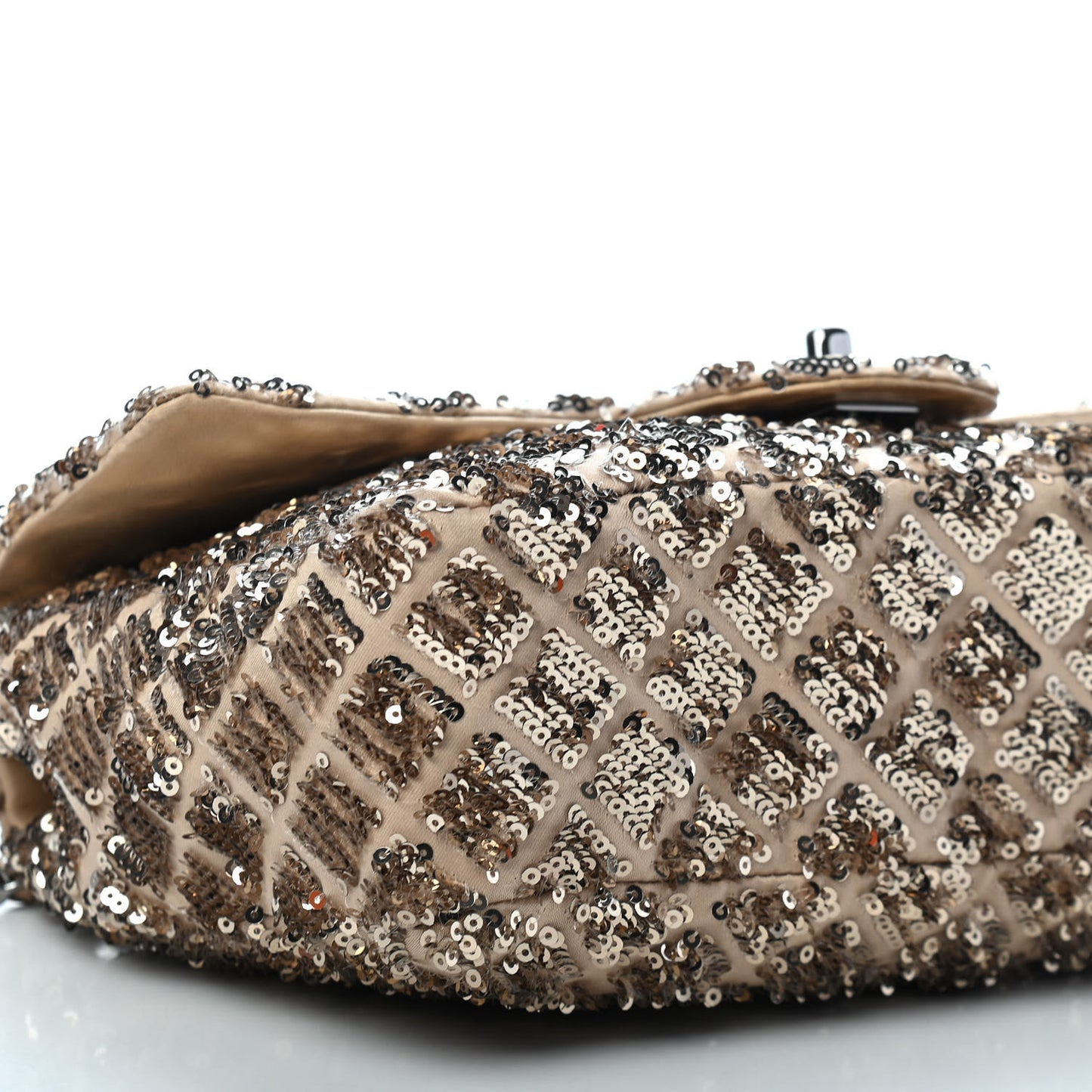 Sequin Quilted Medium Single Flap Gold