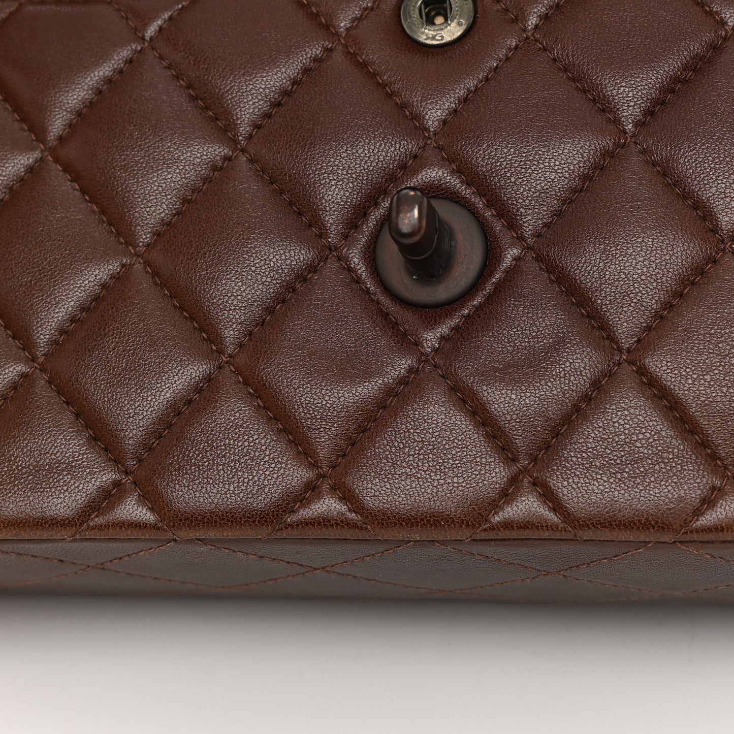 Lambskin Quilted Small Double Flap Dark Brown