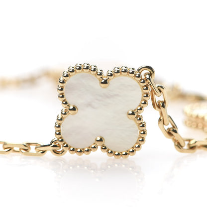 Van Cleef & Arpels 18K Yellow Gold Mother of Pearl 5 Motifs Vintage Alhambra Bracelet 6 of 7