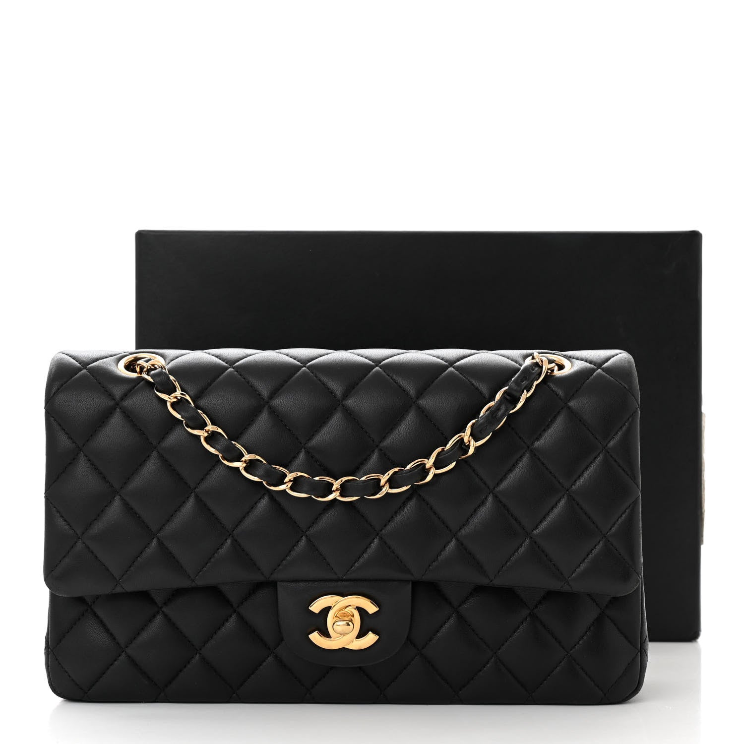 Chanel Lambskin Quilted Medium Double Flap Black 14 of 14