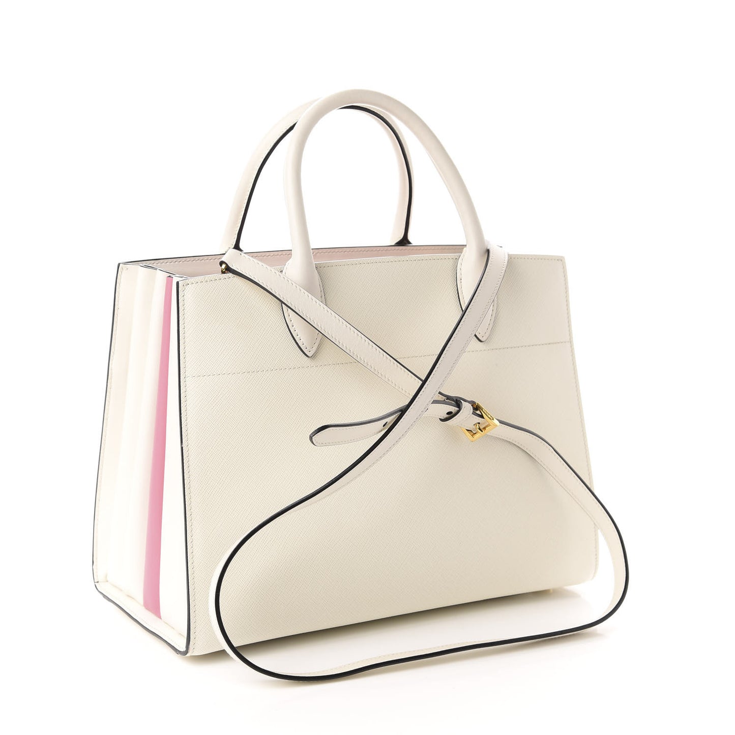 Saffiano City Calf Bibliotheque Bag White Begonia