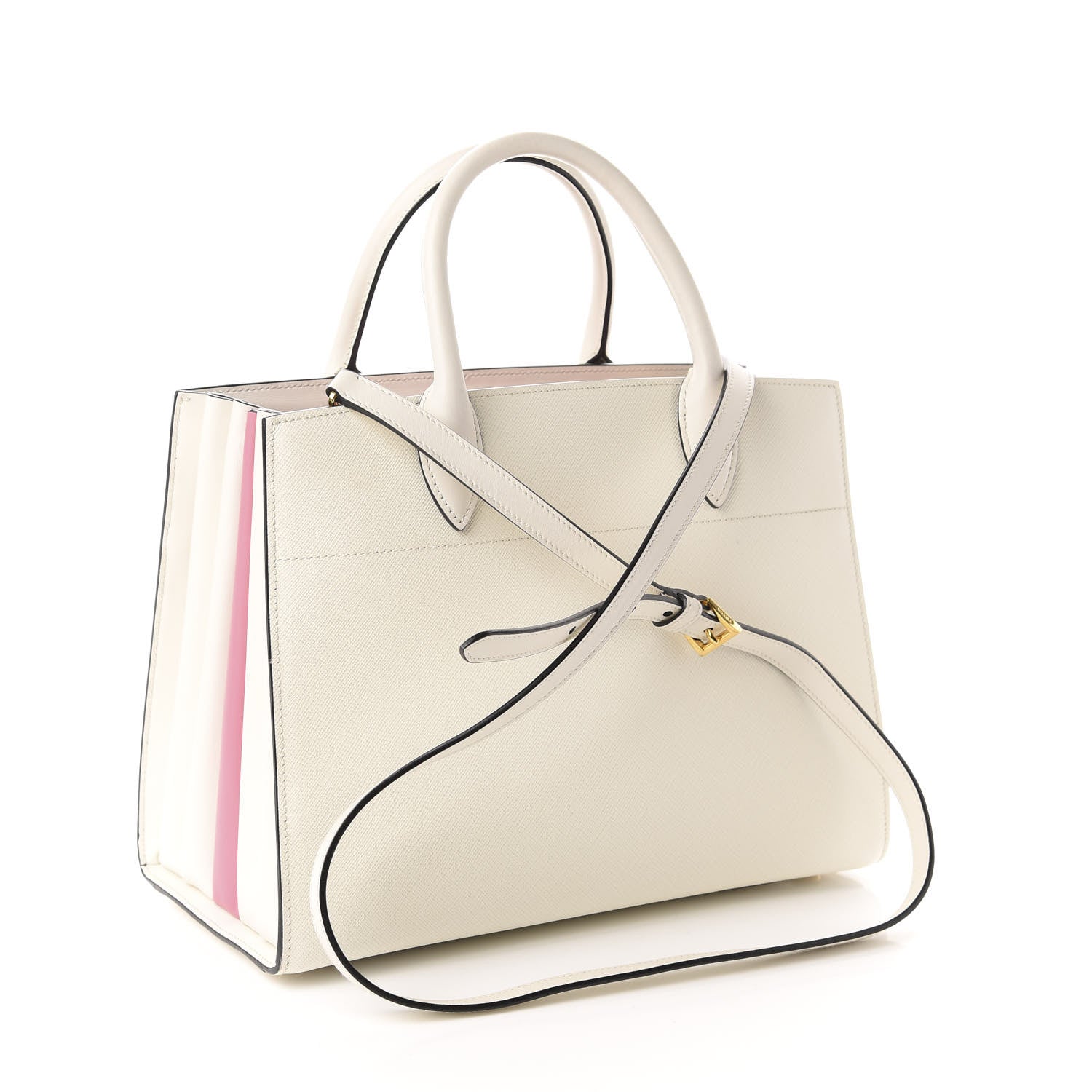 Prada Saffiano City Calf Bibliotheque Bag White Begonia 3 of 11