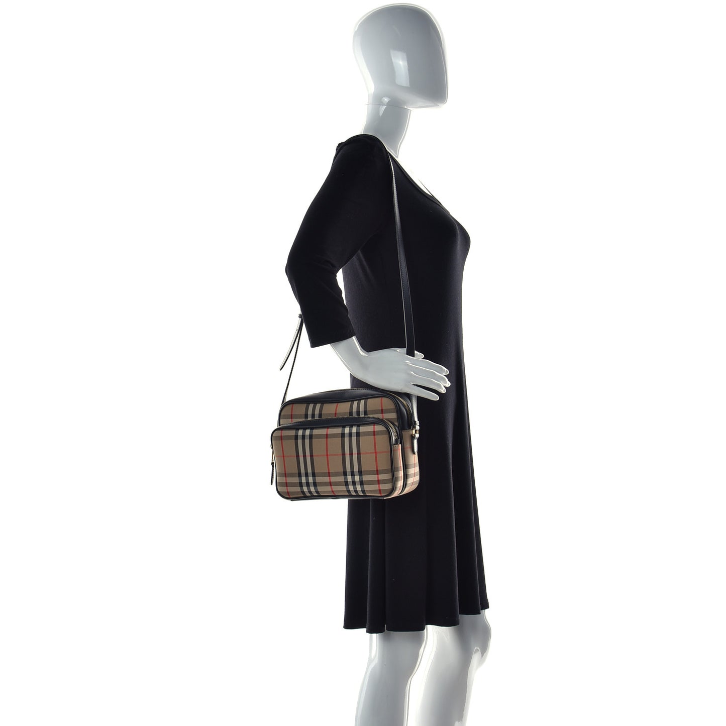 Calfskin Vintage Check Medium Camera Bag Archive Beige