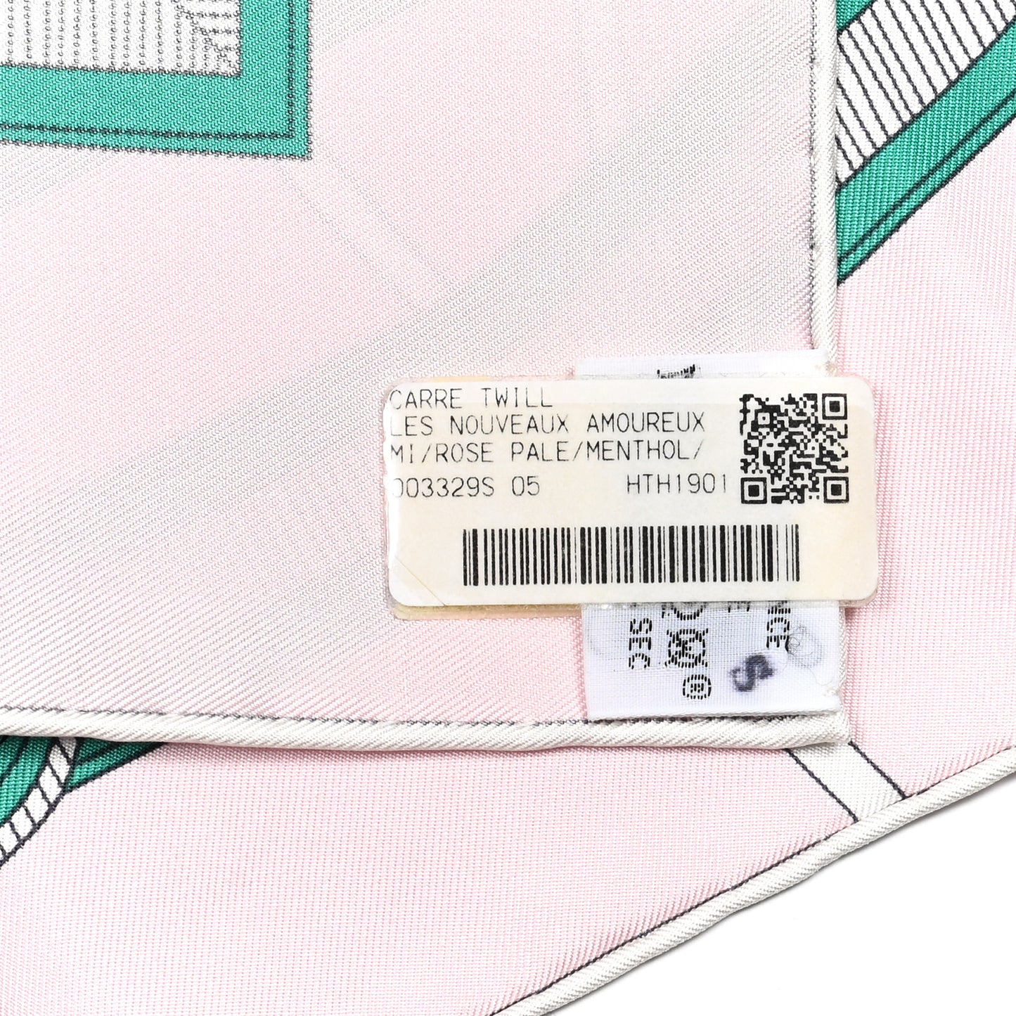 Silk Les Nouveaux Amoureux de Paris Scarf 90 Rose Pale Menthol