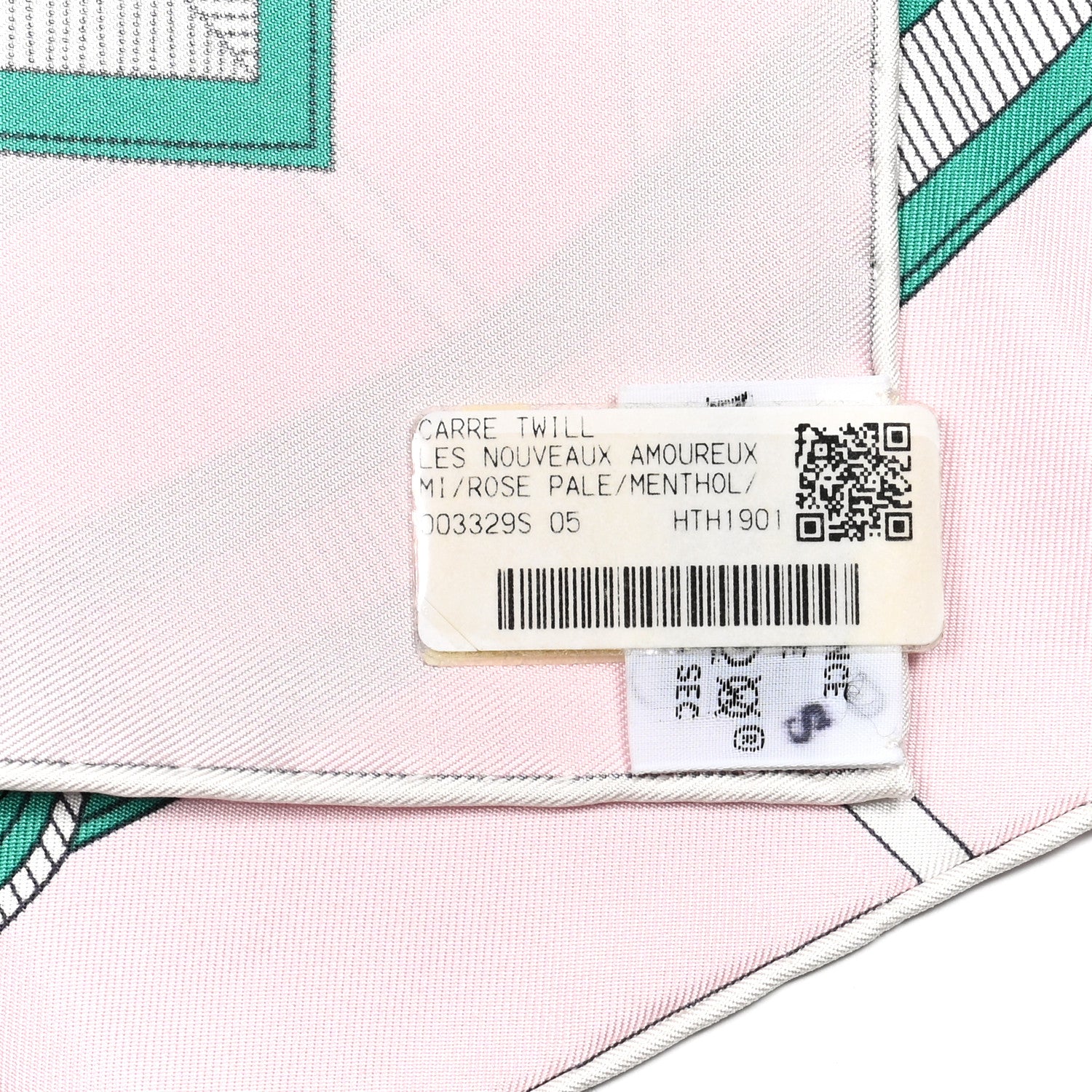 Hermes Silk Les Nouveaux Amoureux de Paris Scarf 90 Rose Pale Menthol 5 of 5