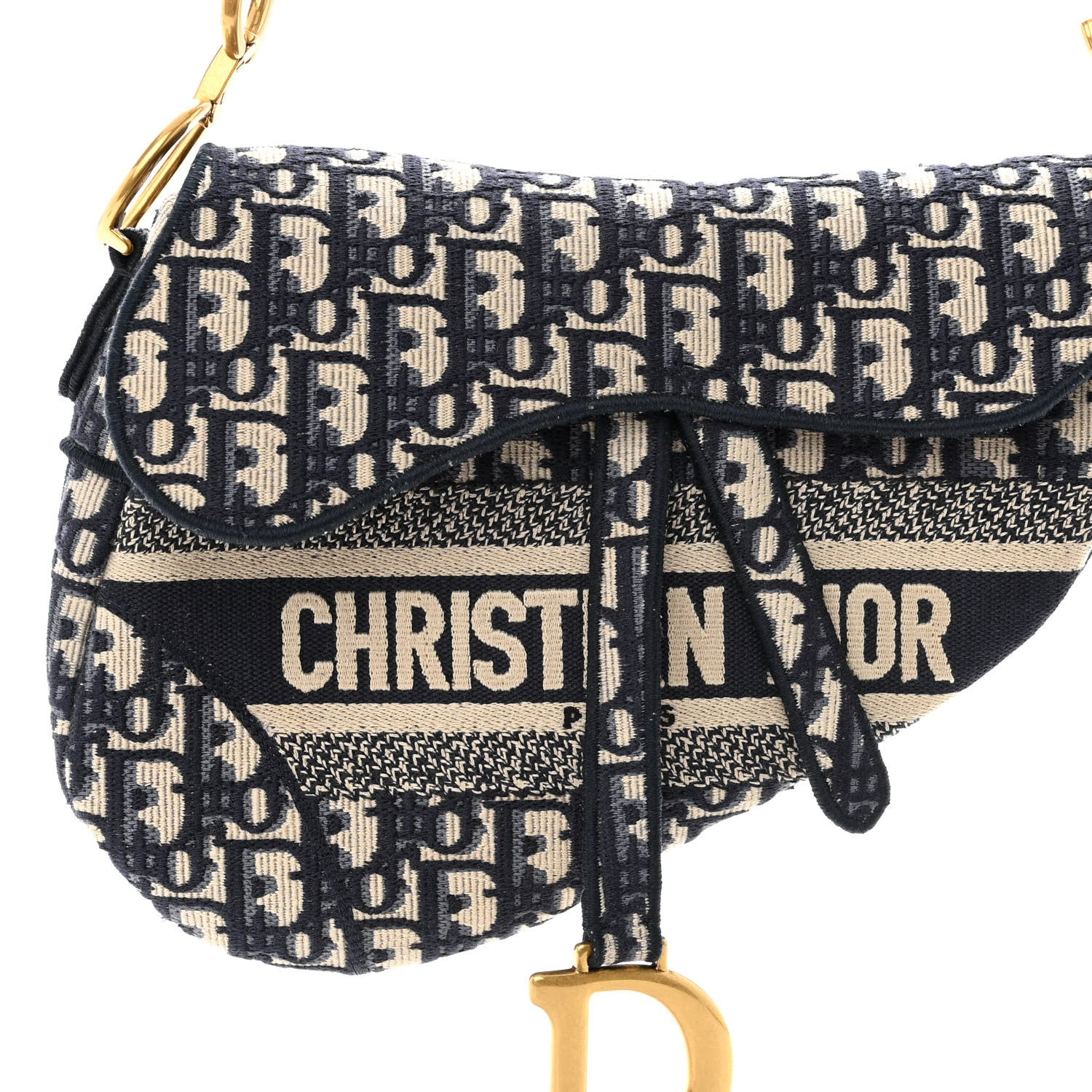 Christian Dior Oblique Embroidered Saddle Bag Blue 7 of 10