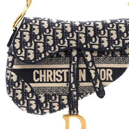 Christian Dior Oblique Embroidered Saddle Bag Blue 7 of 10