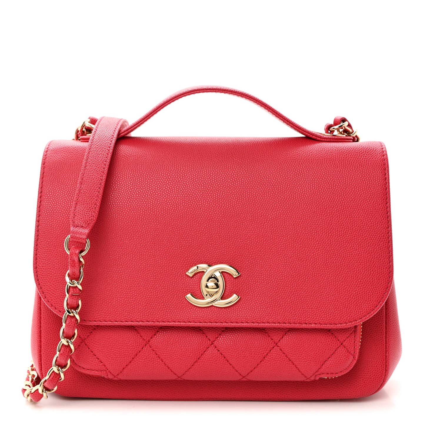 Caviar Quilted Medium Business Affinity Flap Red