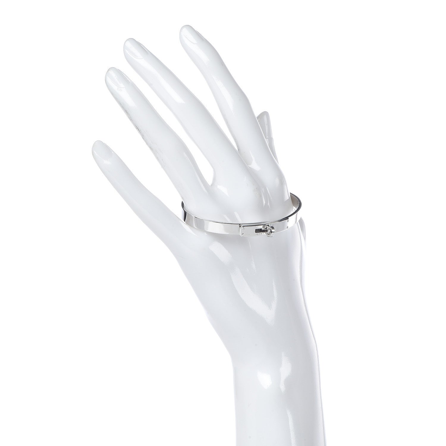 Hermes 18K White Gold Diamond PM Kelly Bracelet SH 2 of 6