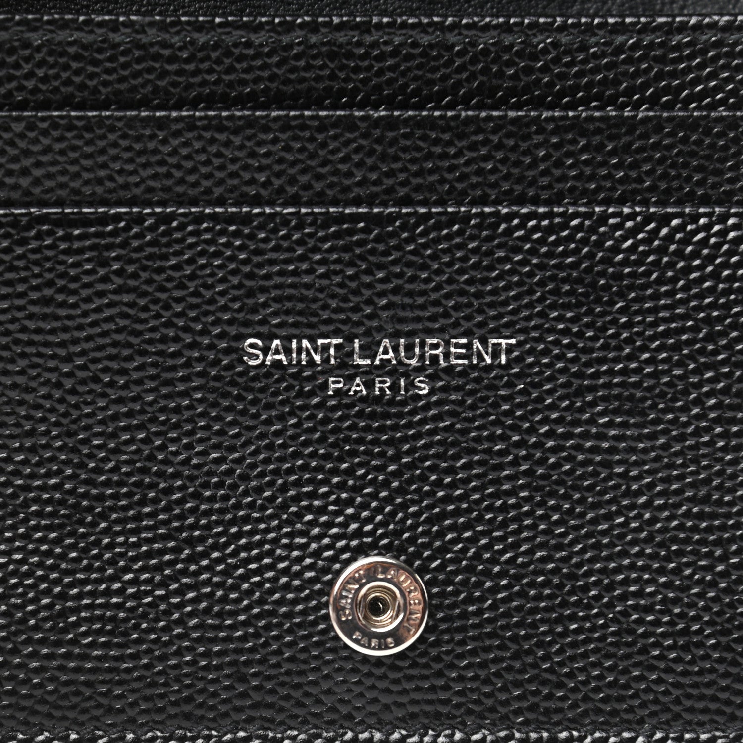 Saint Laurent Grain De Poudre Matelasse Chevron Monogram Card Case Black 6 of 8