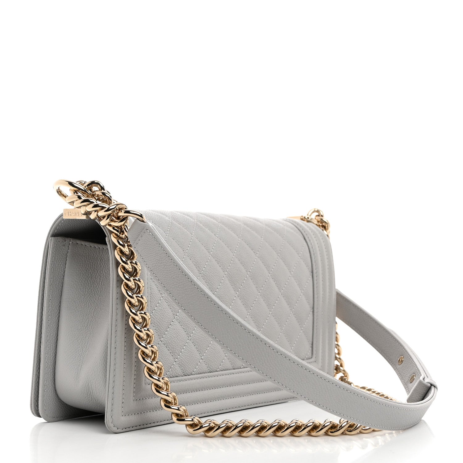 Chanel Caviar Quilted Medium Boy Flap Light Grey 2 of 10