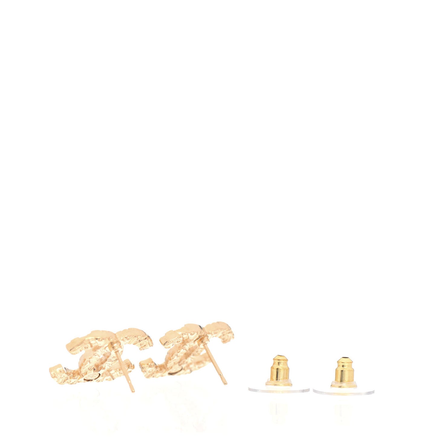 Metal Textured CC Earrings Gold