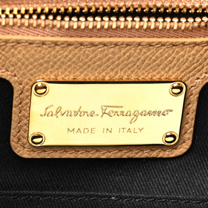 Salvatore Ferragamo Hammered Calfskin Carrie O Shoulder Bag Camel 6 of 11