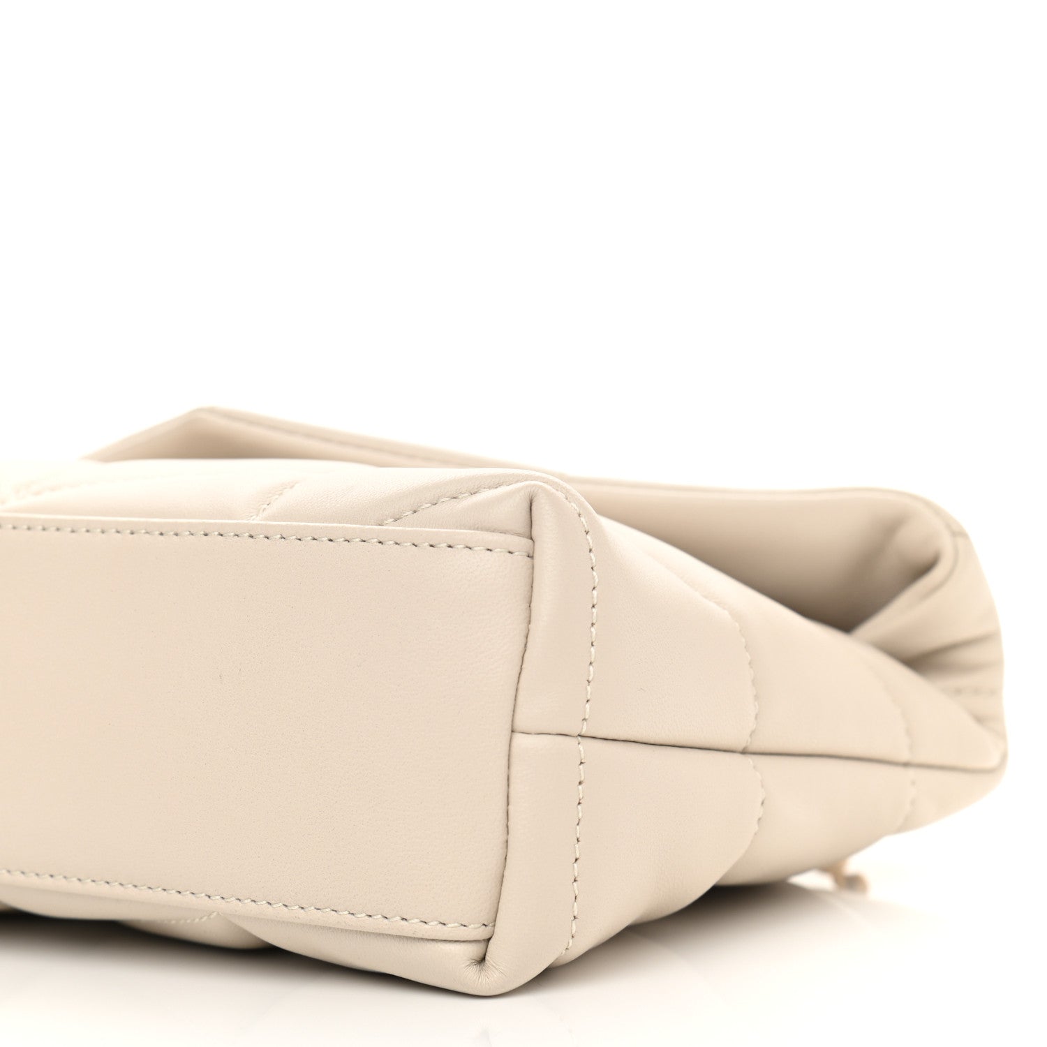Saint Laurent Lambskin Quilted Toy Loulou Puffer Monogram Chain Satchel Blanc Vintage 10 of 11