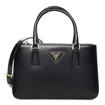 Prada Saffiano Vernice Mini Galleria Double Zip Tote Black 1 of 10