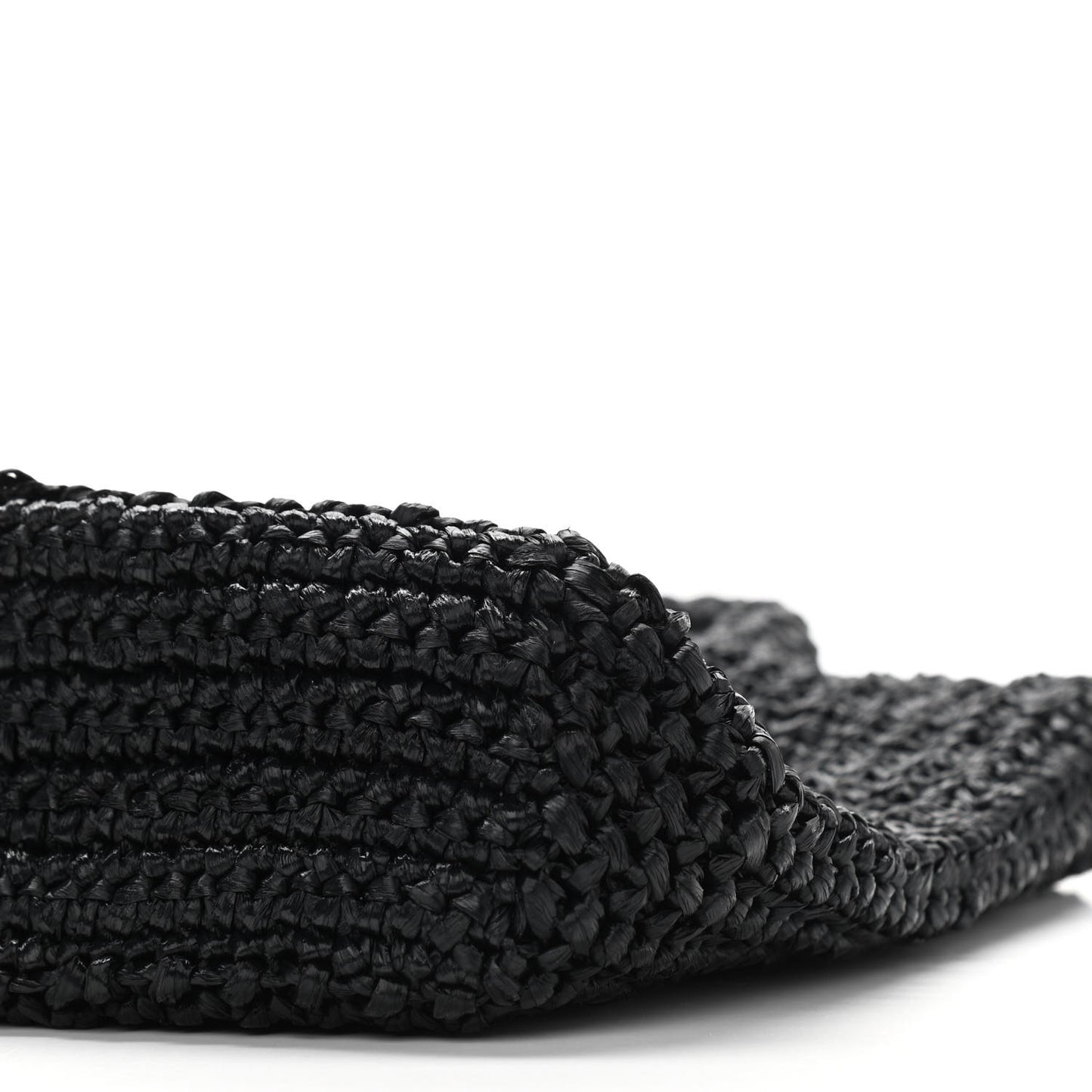 Yarn Raffia Effect Crochet Small Logo Tote Black