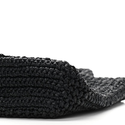 Prada Yarn Raffia Effect Crochet Small Logo Tote Black 5 of 10