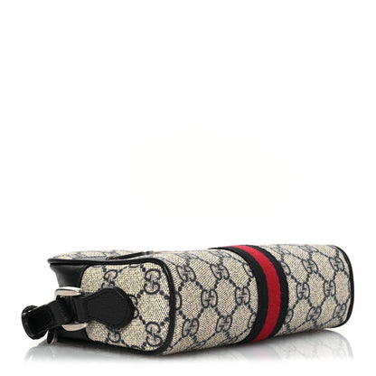 Gucci GG Supreme Monogram Textured Dollar Calfskin Web Mini Ophidia Shoulder Bag Beige Blue 4 of 11