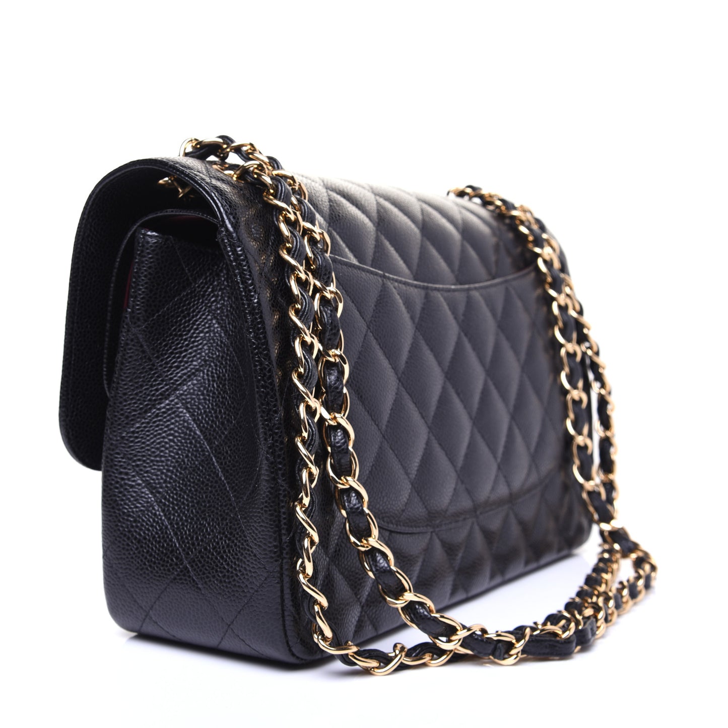 Caviar Quilted Jumbo Double Flap Black