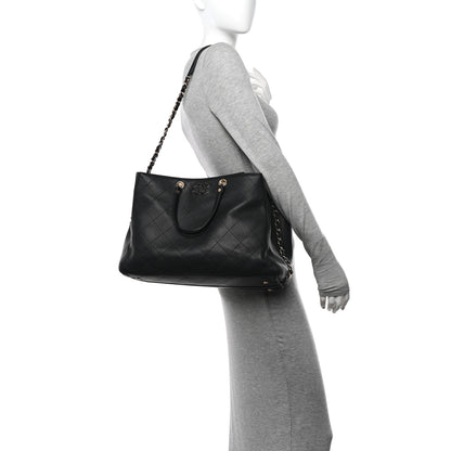 Chanel Bullskin Stitched Large Shopping Bag Black 2 of 17