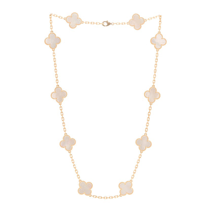 Van Cleef & Arpels 18K Yellow Gold Mother of Pearl 10 Motifs Vintage Alhambra Necklace 3 of 5