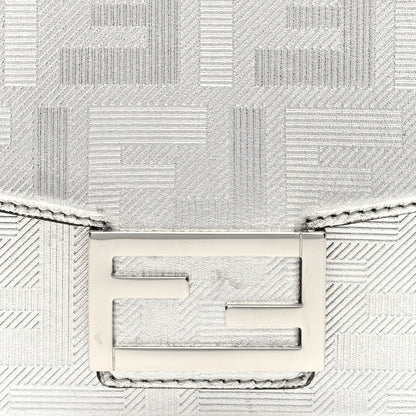 Fendi Vitello Catalan Mirror FF 1974 Baguette Soft Trunk Argento 7 of 9