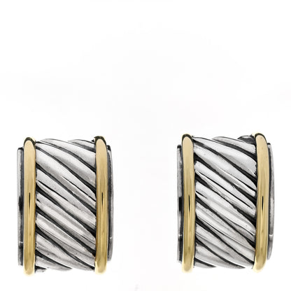 David Yurman Sterling Silver 14K Yellow Gold Cigar Band Cufflinks 1 of 4