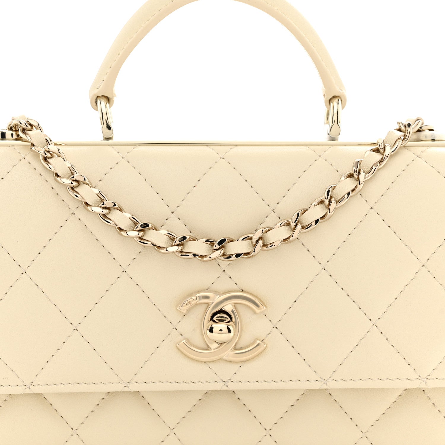 Chanel Lambskin Quilted Trendy CC Dual Handle Clutch With Chain Light Beige 8 of 12