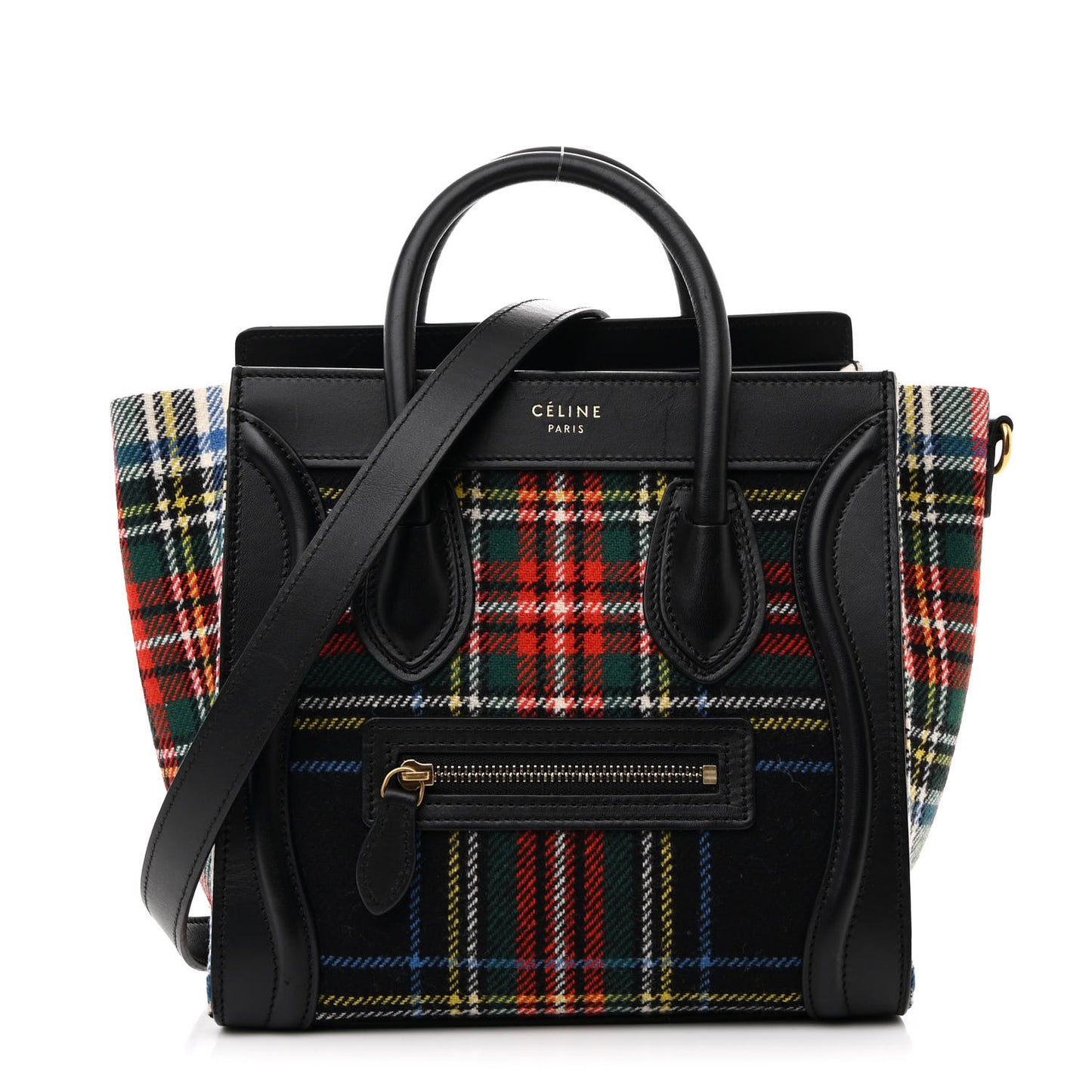 Tartan Calfskin Nano Luggage Red Blue
