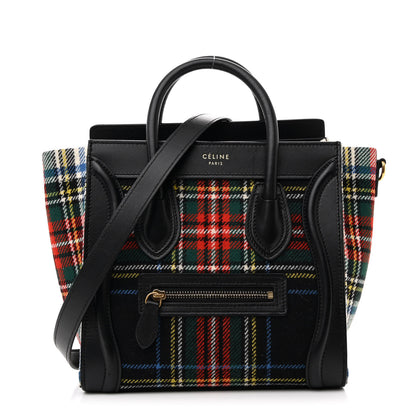 Celine Tartan Calfskin Nano Luggage Red Blue 1 of 11