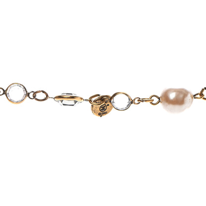 Chanel Crystal Pearl CC Long Necklace Gold 3 of 4