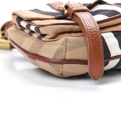 Burberry Calfskin House Check Woven Shoulder Bag Tan 8 of 13